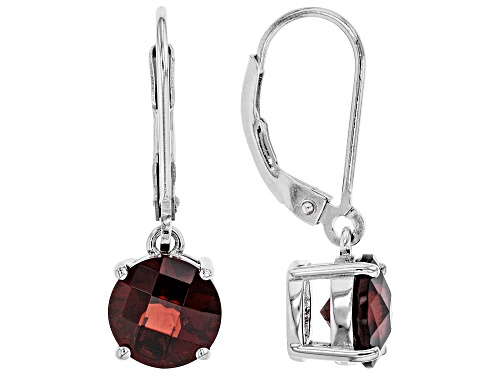4.75ctw Round Red Garnet Rhodium Over Sterling Silver Earrings