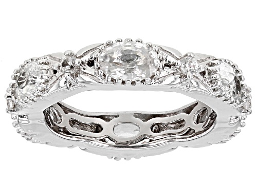 4.28ctw Oval & Round White Zircon Rhodium Over Sterling Silver Band Ring - Size 6
