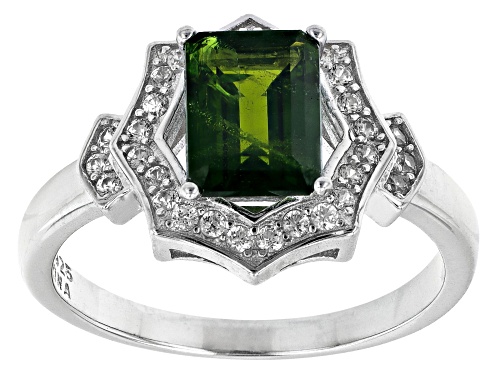 Photo of 1.40ct Chrome Diopside With 0.36ctw White Zircon Rhodium Over Sterling Silver Ring - Size 9