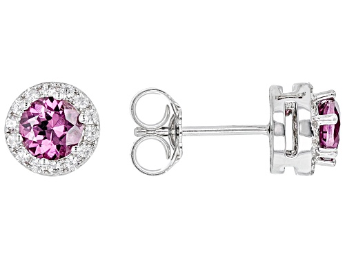1.00ct Blush Color Garnet With 0.34ctw White Zircon Rhodium Over Sterling Silver Stud Earrings