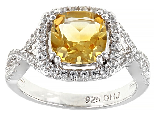 1.90ct Citrine With 0.55ctw Lab Created White Sapphire Rhodium Over Sterling Silver Ring - Size 7