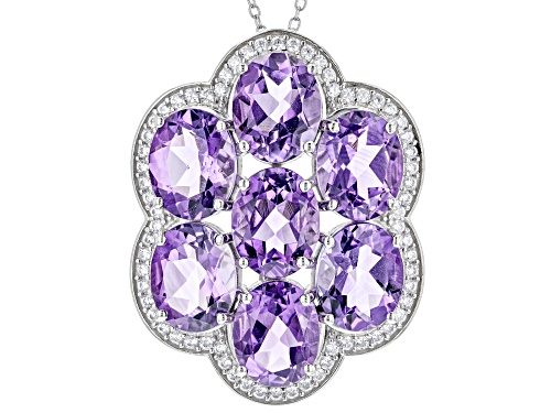 Photo of 16.31ctw African Amethyst With 0.80ctw White Zircon Rhodium Over Sterling Silver Pendant With Chain