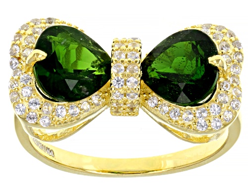 Photo of 2.23ctw Chrome Diopside With 0.60ctw White Zircon 18k Yellow Gold Over Sterling Silver Ring - Size 8