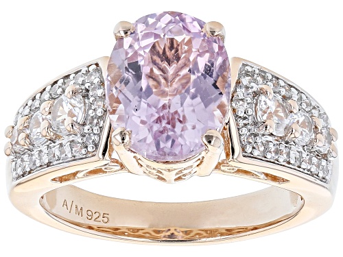 Photo of 3.70ct Oval Kunzite With 1.22ctw White Zircon 18k Rose Gold Over Sterling Silver Ring - Size 9