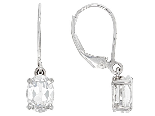 2.50ctw Oval White Topaz Platinum Over Sterling Silver Dangle Earrings