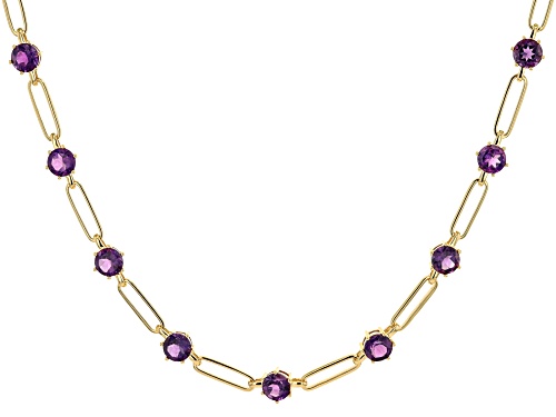 17.50ctw African Amethyst 14k Yellow Gold Over Sterling Silver Paperclip Necklace - Size 18
