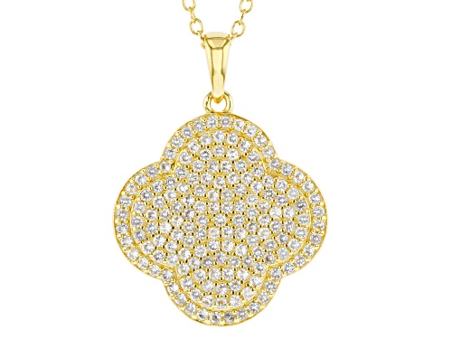 0.85ctw Round White Sapphire 18k Yellow Gold Over Sterling Silver Pendant With Chain