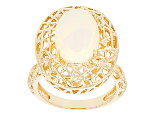 3.10ct Oval Ethiopian Opal 18k Yellow Gold Over Sterling Silver Ring - Size 7