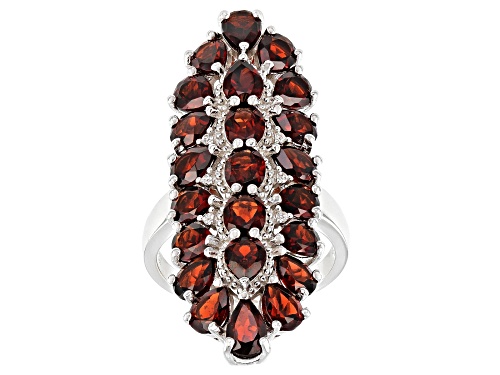 Photo of 6.75ctw Mixed Shape Garnet With .05ctw White Zircon Rhodium Over Sterling Silver Ring - Size 8