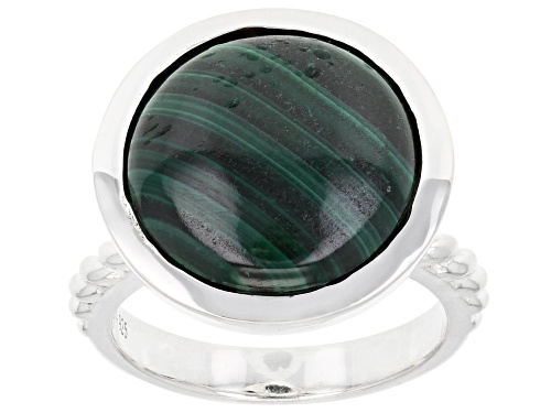 Photo of 15mm Cabochon Malachite Sterling Silver Ring - Size 8