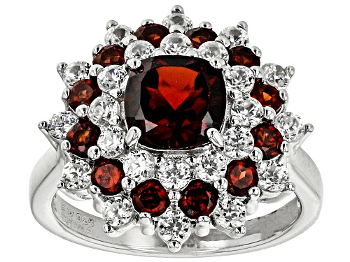 Photo of 2.56ctw Vermelho Garnet™ With 1.55ctw White Zircon Rhodium Over Sterling Silver Cluster Ring - Size 8
