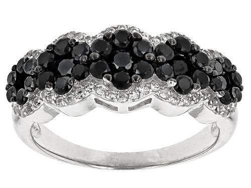 Photo of 0.40ctw White Zircon With 1.20ctw Black Spinel Rhodium Over Sterling Silver Ring - Size 8