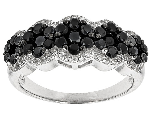 0.40ctw White Zircon With 1.20ctw Black Spinel Rhodium Over Sterling Silver Ring - Size 8