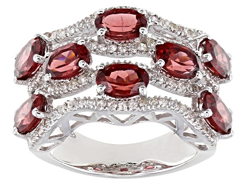 4.48ctw Oval Color Shift Garnet With 0.72ctw White Zircon Rhodium Over Sterling Silver Ring - Size 7