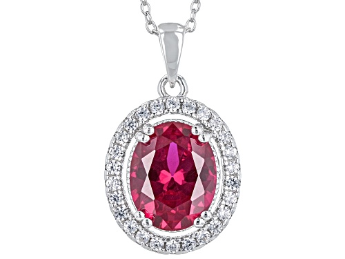 Photo of 3.44ctw Lab Created Ruby With Lab Created White Sapphire Rhodium Over Silver Pendant With Chain
