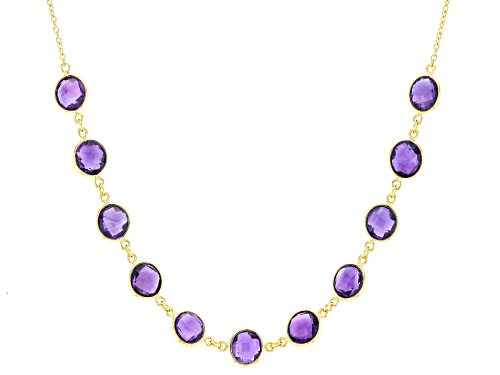 Photo of 15.30ctw Round African Amethyst 18k Yellow Gold Over Sterling Silver Necklace - Size 18