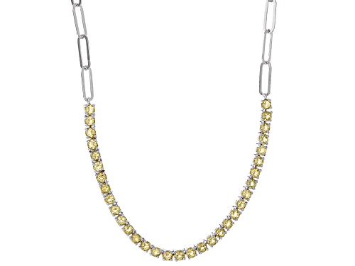 2.50ctw Round Citrine Rhodium Over Sterling Silver Paperclip Necklace - Size 18