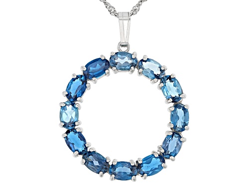 Photo of 5.40ctw London Blue Topaz Rhodium Over Sterling Silver Pendant With Chain