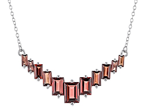 Photo of 4.00ctw Baguette Vermelho Garnet™ Rhodium Over Sterling Silver Bar Necklace - Size 18