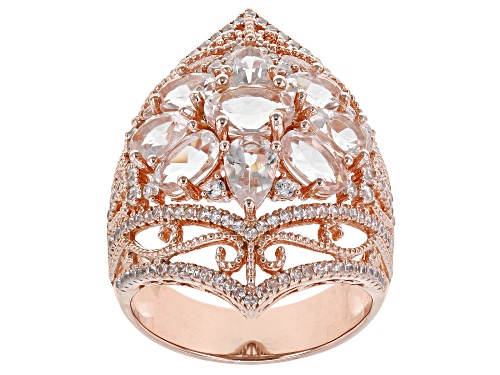 3.01ctw Morganite With 1.48ctw White Zircon 18k Rose Gold Over Sterling Silver Ring - Size 6