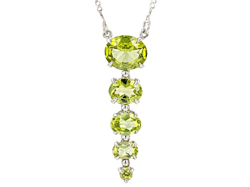5.00ctw Mixed Shape Manchurian Peridot™ Rhodium Over Sterling Silver Necklace - Size 18