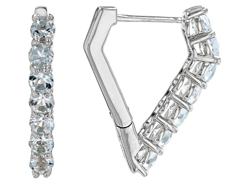 3.0ctw Round Aquamarine Rhodium Over Sterling Silver Earrings