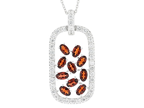 3.10ctw Vermelho™ Garnet With 0.75ctw White Zircon Rhodium Over Silver Pendant with Chain