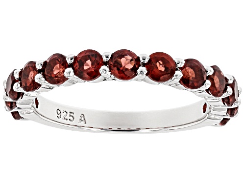 Photo of 1.45ctw 3mm Round Red Garnet Rhodium Over Silver Band Ring - Size 8