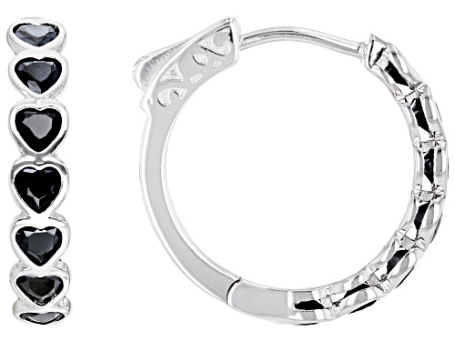 Photo of 2.50ctw Round Black Spinel Rhodium Over Sterling Silver Hoop Earrings