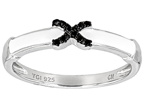 0.06ctw Round Black Spinel Rhodium Over Sterling Silver Ring - Size 8