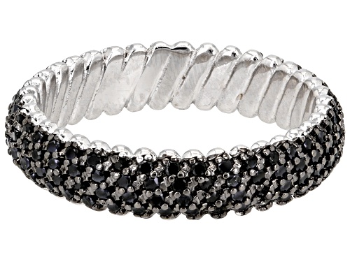 0.94ctw Black Spinel Rhodium Over Sterling Silver Ring - Size 6