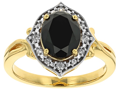 2.14ctw Black Spinel with White Zircon 18K Yellow Gold Over Sterling Silver Ring - Size 8