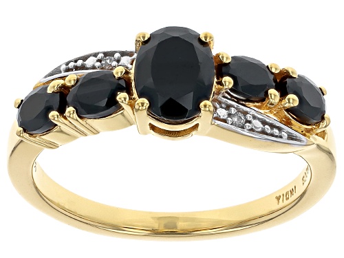 1.78ctw Black Spinel with White Zircon 18K Yellow Gold Over Sterling Silver Ring - Size 8