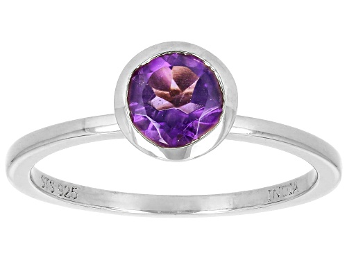 0.72ct Amethyst Rhodium Over Sterling Silver Ring - Size 8