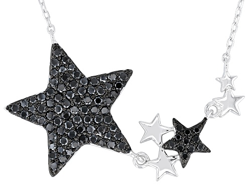 0.82ctw Black Spinel Rhodium Over Sterling Silver Necklace - Size 16