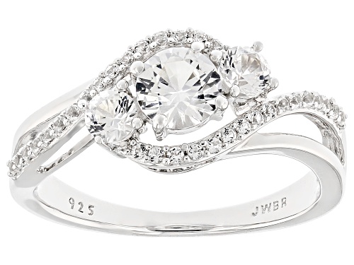 0.96ctw Lab Created White Sapphire Rhodium Over Sterling Silver Ring - Size 7