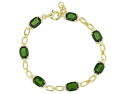 9.00ctw Chrome Diopside with 0.20ctw White Zircon 18k Yellow Gold Over Sterling Silver Bracelet - Size 7
