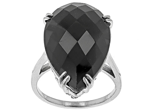 18.00ctw Black Spinel Rhodium Over Sterling Silver Ring - Size 9