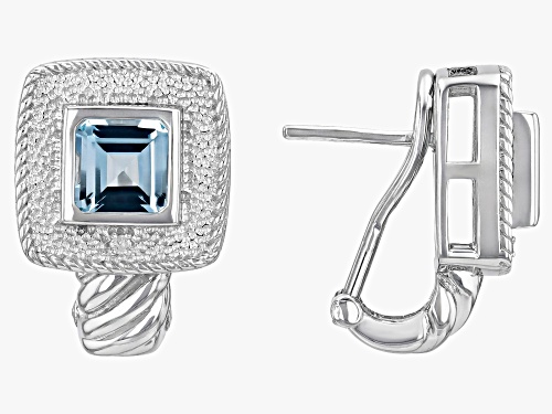 3.77ctw Glacier Topaz™ with White Diamond Accent Rhodium Over Sterling Silver Earrings