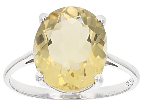 4.05ct Citrine Rhodium Over Sterling Silver Ring - Size 8