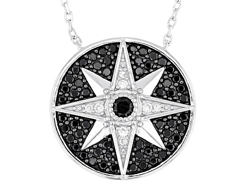 1.18ctw Black Spinel Rhodium Over Sterling Silver Necklace - Size 16