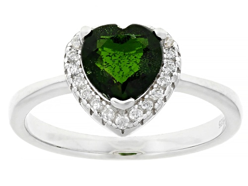 1.10ct Chrome Diopside With 0.20ctw White Zircon Rhodium Over Sterling Silver Ring - Size 7