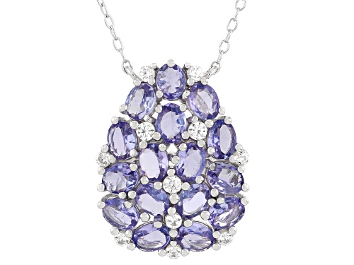 2.75ctw Tanzanite with 0.10ctw White Zircon Rhodium Over Sterling Silver Pendant with Chain