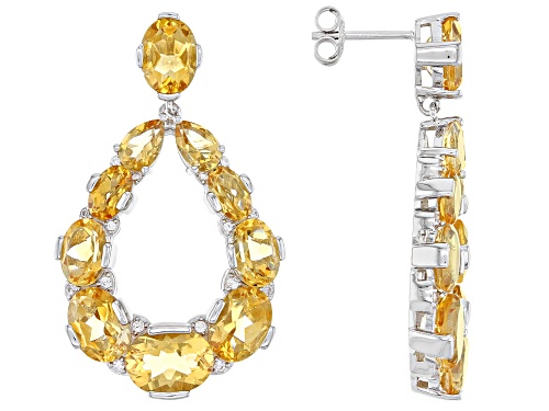15.00ctw Citrine With 0.20ctw White Zircon Rhodium Over Sterling Silver Earrings
