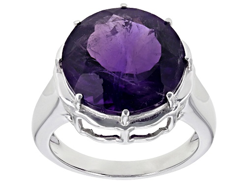 Photo of 8.00ctw Round Amethyst Rhodium Over Sterling Silver Ring - Size 8
