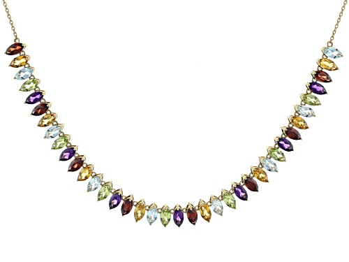 9.48ctw Citrine, Amethyst, Blue Topaz, Peridot, and Rhodolite 10k Yellow Gold Necklace - Size 16