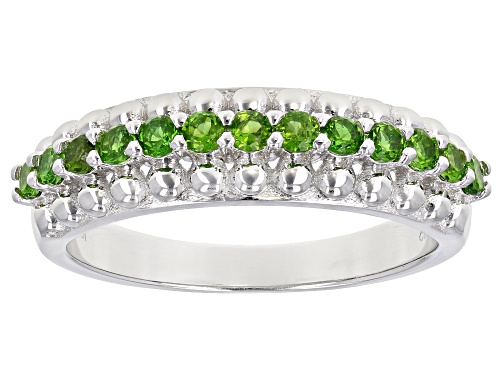 0.54ctw Round Chrome Diopside Rhodium Over Sterling Silver Ring - Size 8