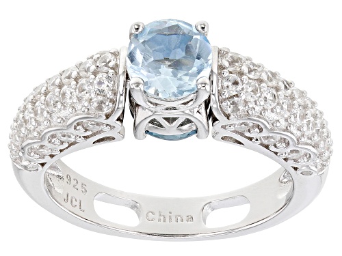Photo of 1.80ctw London & Sky Blue Topaz With .64ctw Zircon Rhodium Over Sterling Silver Reversible Ring - Size 7