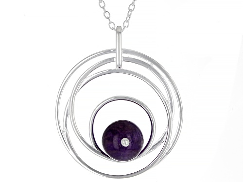 4.00ctw Amethyst Rhodium Over Sterling Silver Pendant With Chain