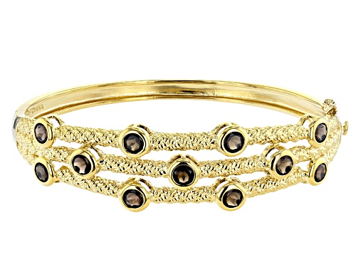 Photo of 4.50ctw Round Smoky Quartz 14K Yellow Gold Over Sterling Silver Bracelet - Size 7.25
